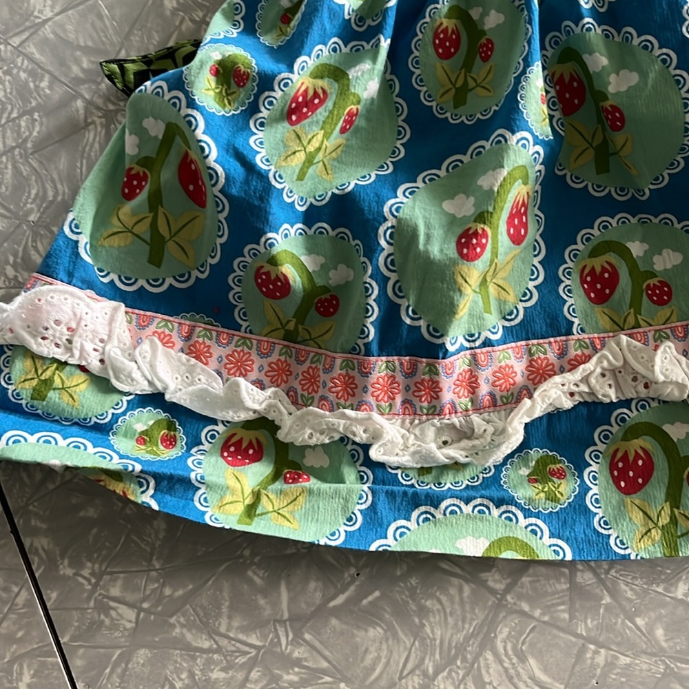 Matilda Jane | Girls Yellow and Blue Fruit Love Bug Print Knot Top | Size: 4 - Picture 5 of 10